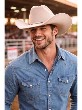 Rock’em Western Cowboy Hat 6X Premium Wool Felt Cream Beige Size 7 1/8 Rodeo